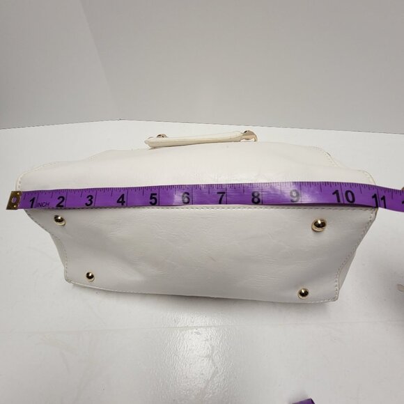 White Handbag with Goldtone Handle - Picture 10 of 16
